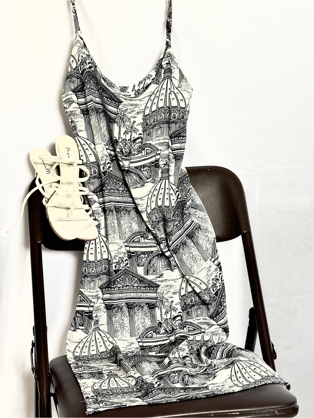Reformation Architectural Print Cowl Neck Midi Dress